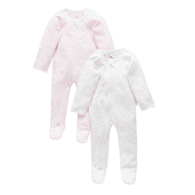 Purebaby 2 Pack Zip Growsuit image number 2